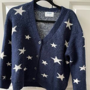 Old Navy button up sweater with navy stars